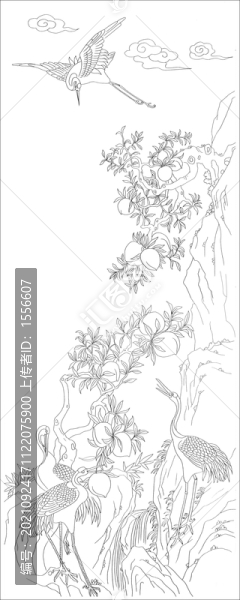 仙鶴壽桃