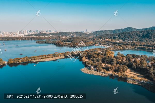 杭州西湖全景航拍
