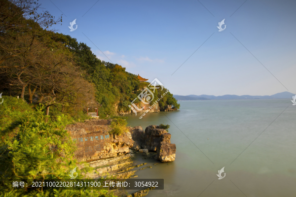 太湖無錫黿頭渚風光日落風景
