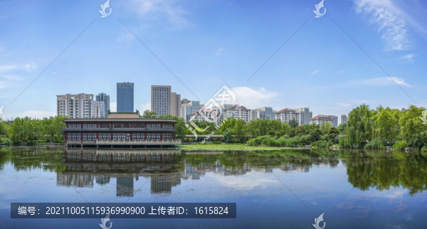 天津?qū)巿@湖泊全景