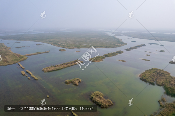 航拍東營(yíng)黃河口濕地
