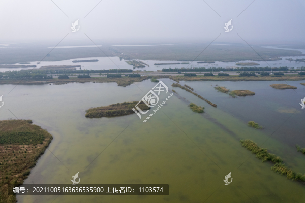 航拍東營(yíng)黃河口濕地