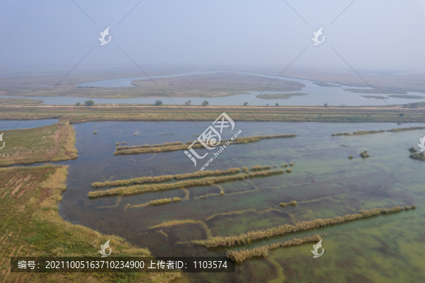 航拍東營黃河口濕地