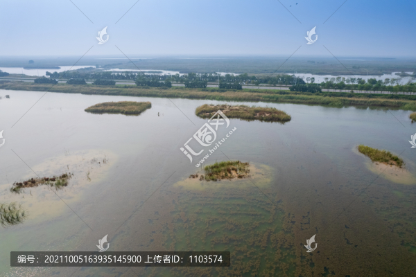 航拍東營黃河口濕地
