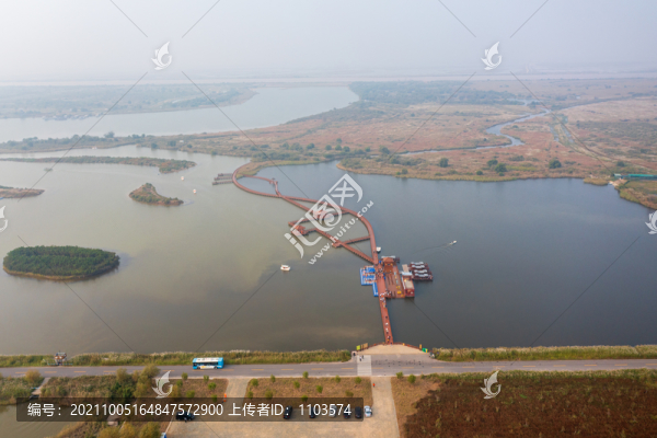航拍黃河入?？谏鷳B(tài)旅游區(qū)