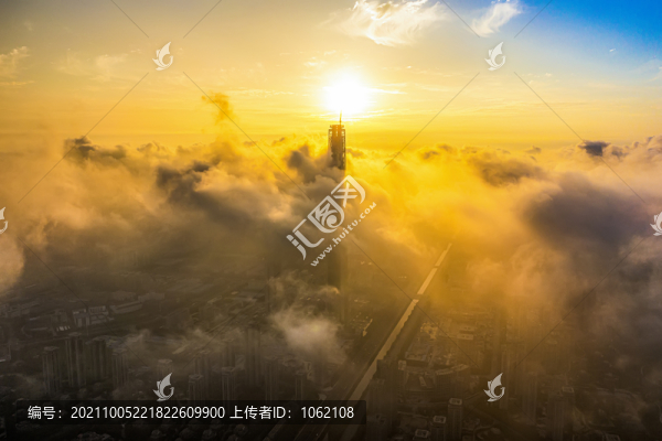 天津117大廈平流霧美景航拍