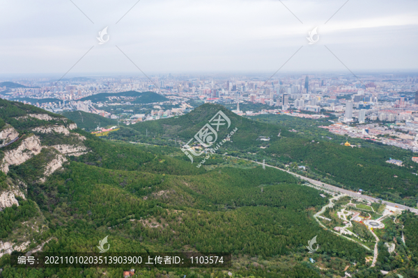 佛慧山上航拍濟(jì)南城市風(fēng)光