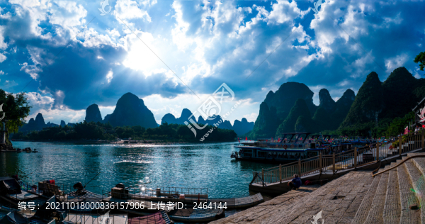 全景航拍桂林陽朔興坪風(fēng)光