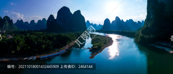 全景航拍桂林陽朔興坪風光
