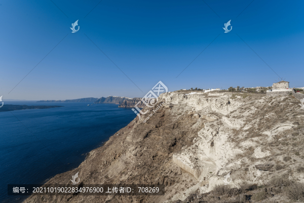希臘圣托里尼海島火山口自然景觀