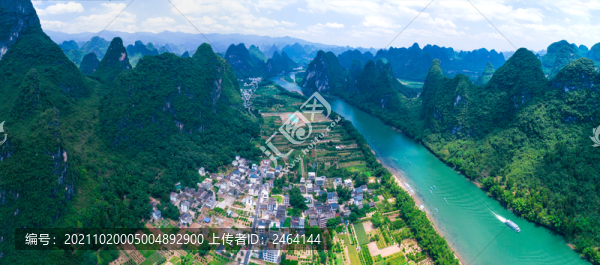 桂林山水漓江精華段全景