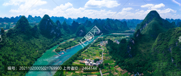 桂林山水漓江精華段全景