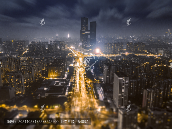 南京河西夜景航拍