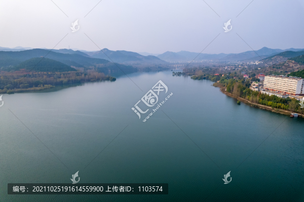 航拍濟(jì)南兩岔河水庫