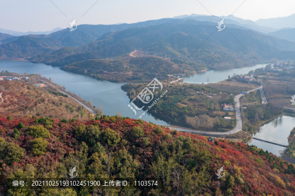 航拍濟(jì)南百丈崖水庫(kù)