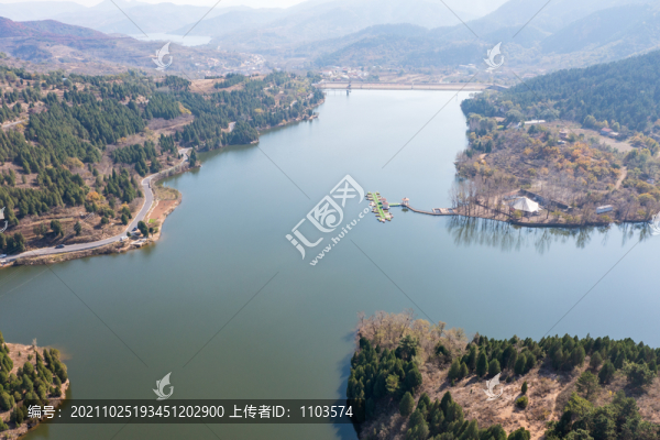 航拍濟南百丈崖水庫