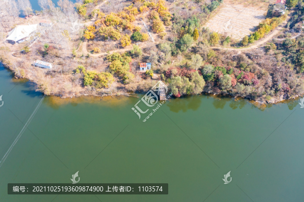 航拍濟(jì)南百丈崖水庫