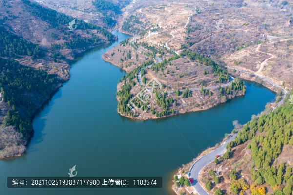 航拍濟南百丈崖水庫