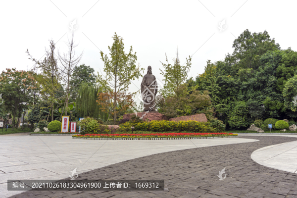 成都浣花溪公園杜甫雕塑