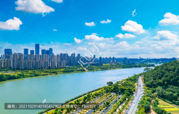 南寧市邕江兩岸城市航拍