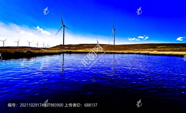川西草原風(fēng)力發(fā)電廠海子湖泊