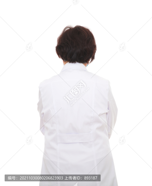 穿著白大褂的女醫(yī)生背對(duì)著鏡頭