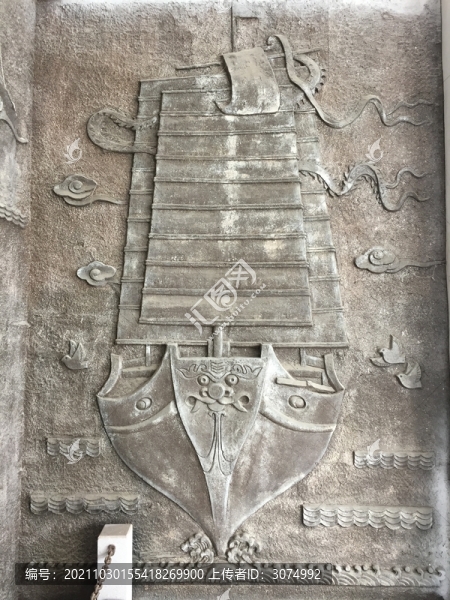古代船舶浮雕雕塑