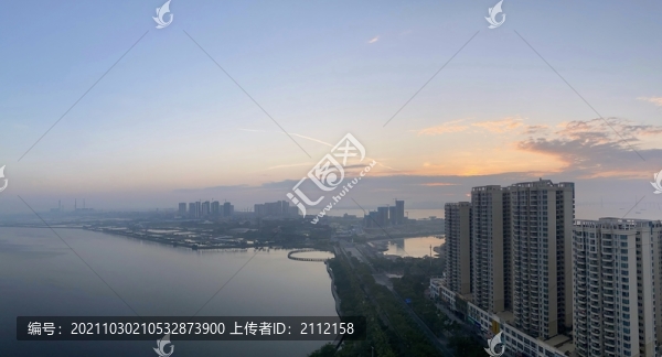 湛江市海灣晨曦景色全景