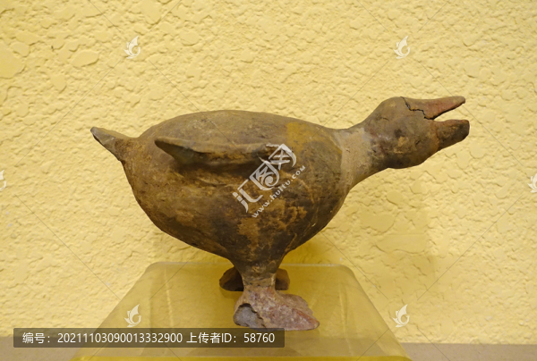 漢代彩繪鴨形壺