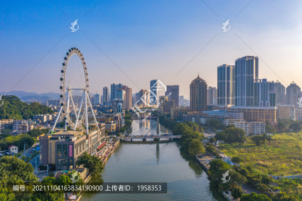 中山市岐江河畔城市風(fēng)光