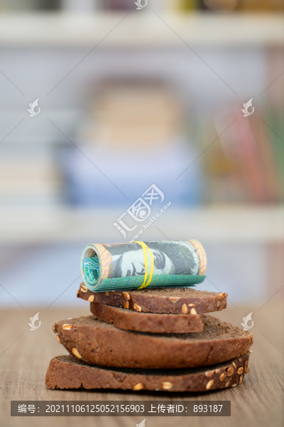 面包和澳元紙幣