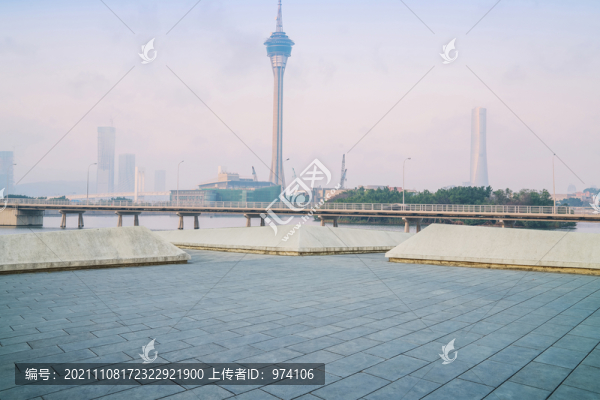 中國澳門的城市天際線和市民廣場