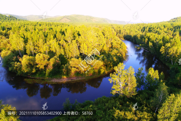 航拍林海河流
