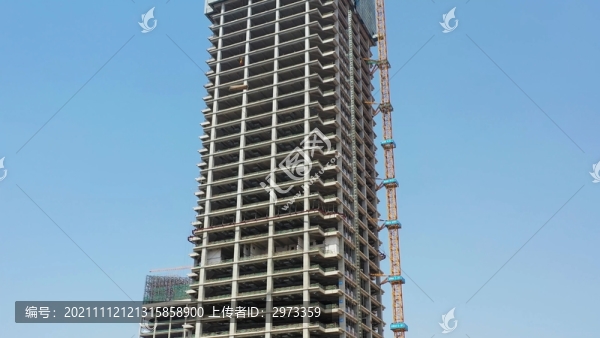 實拍摩天大樓建筑工地建設(shè)施工