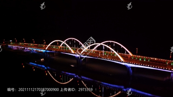 航拍夜晚的江西吉安廬陵大橋