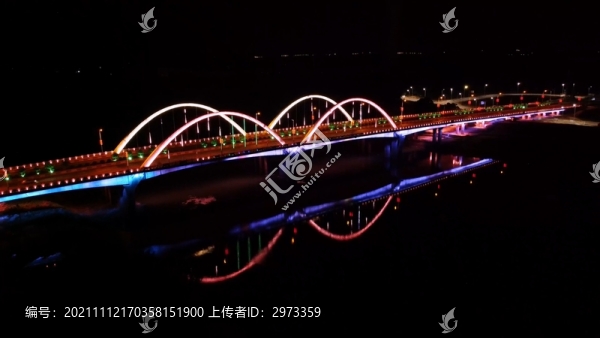 航拍夜晚的江西吉安廬陵大橋