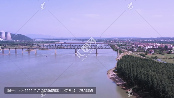航拍江西吉安京九鐵路贛江大橋