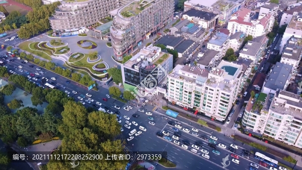 航拍浙江杭州市區(qū)建筑群