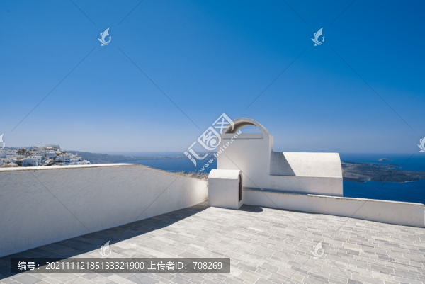 希臘圣托里尼海島白色建筑屋頂