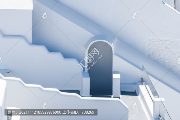 希臘圣托里尼建筑木門背景圖