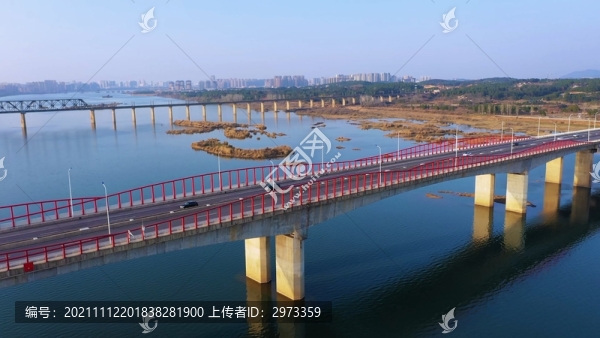 航拍江西吉安永和連心大橋