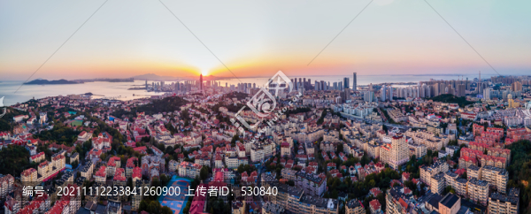 航拍青島城市景觀全景