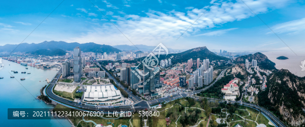 航拍連云港城市建筑天際線(xiàn)全景