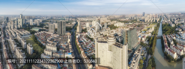 航拍江蘇張家港建筑景觀天際線