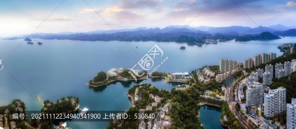 航拍杭州淳安千島湖湖泊水景