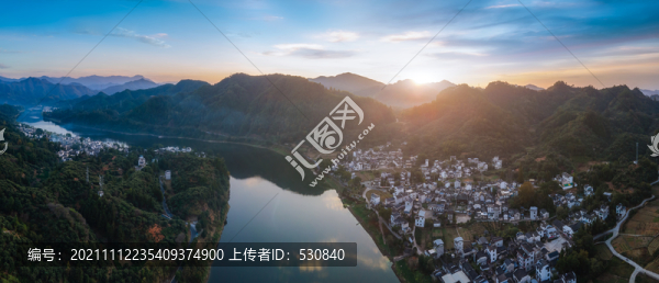 航拍徽州新安江徽派山水