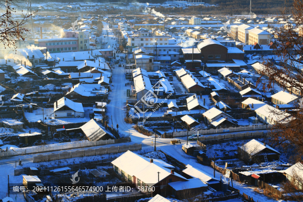 大興安嶺林區(qū)林場(chǎng)山村雪景