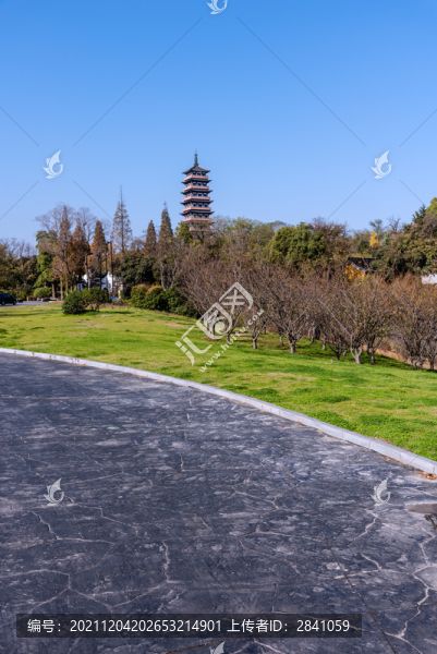 揚州蜀岡西峰的棲靈塔道路古建筑