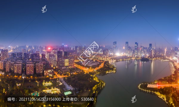 航拍安徽合肥城市夜景大畫幅