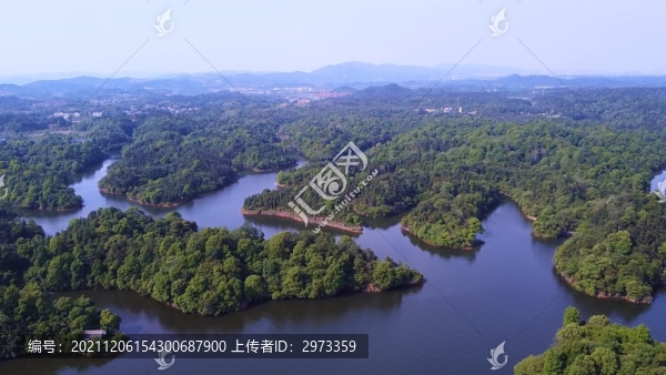 航拍江西新余仙女湖景區(qū)